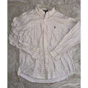 Ralph Lauren Custom Fit Plaid Pinpoint‎ Oxford Shirt Size XL